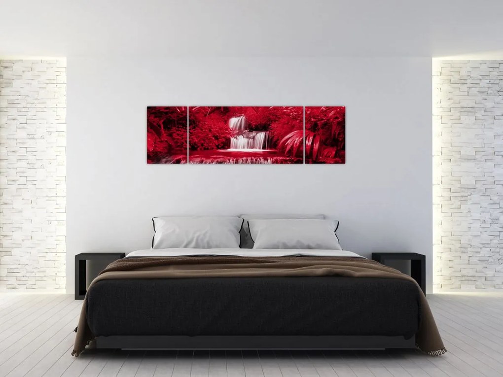 Obraz - Indonezyjskie wodospady w kolorze czerwonym (170x50 cm)