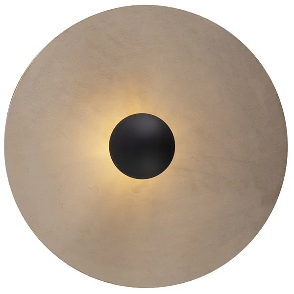 Lampa sufitowa czarna z płaskim kloszem w kolorze taupe 45 cm - Combi Nowoczesny Oswietlenie wewnetrzne