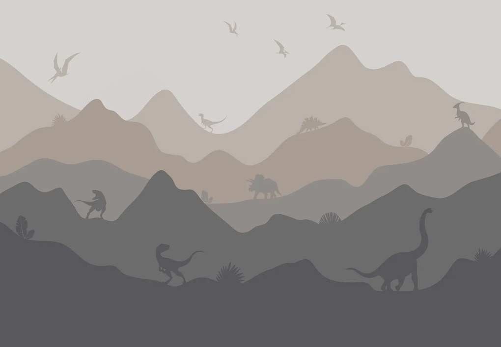 Fototapeta - Dinozaury - w odcieniach (196x136 cm)