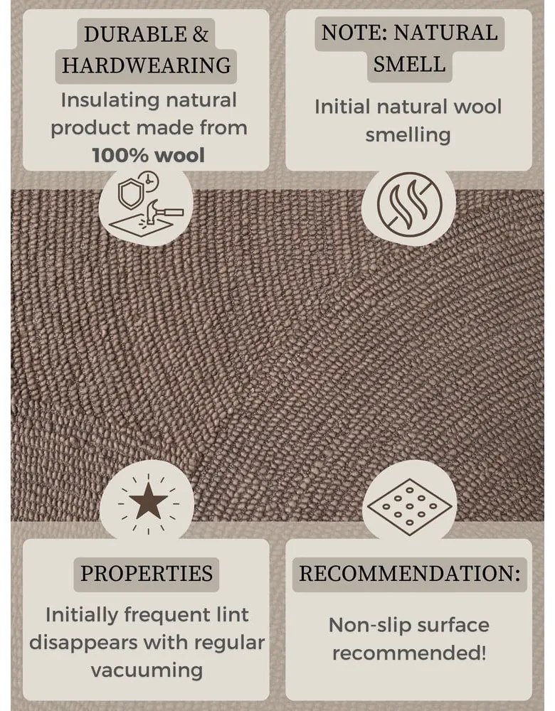 Szarobrązowy wełniany dywan tkany ręcznie 120x180 cm Calmio – Hanse Home