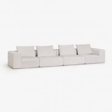 Sofa Modułowy 4-częściowy Z Tkaniny Chenilla, Pakowany Próżniowo Norridge Szenila Kremowy Beż - Sklum