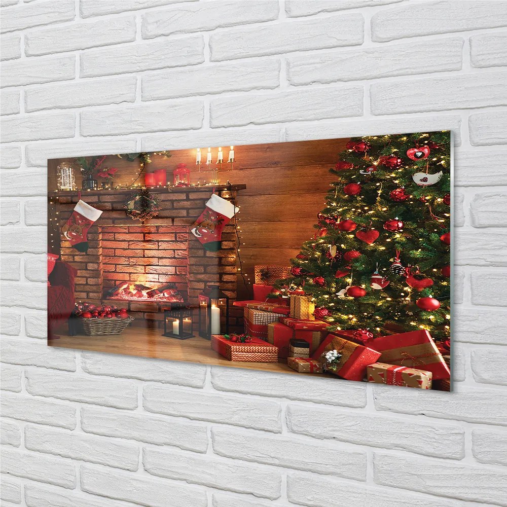 Panel szklany do Kuchni Przytulne Święta z Choinką