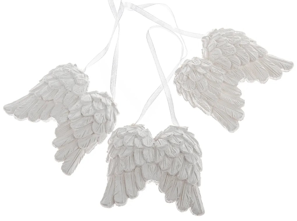 Zestaw ozdób świątecznych Anielskie skrzydła, 3 szt., polyresin