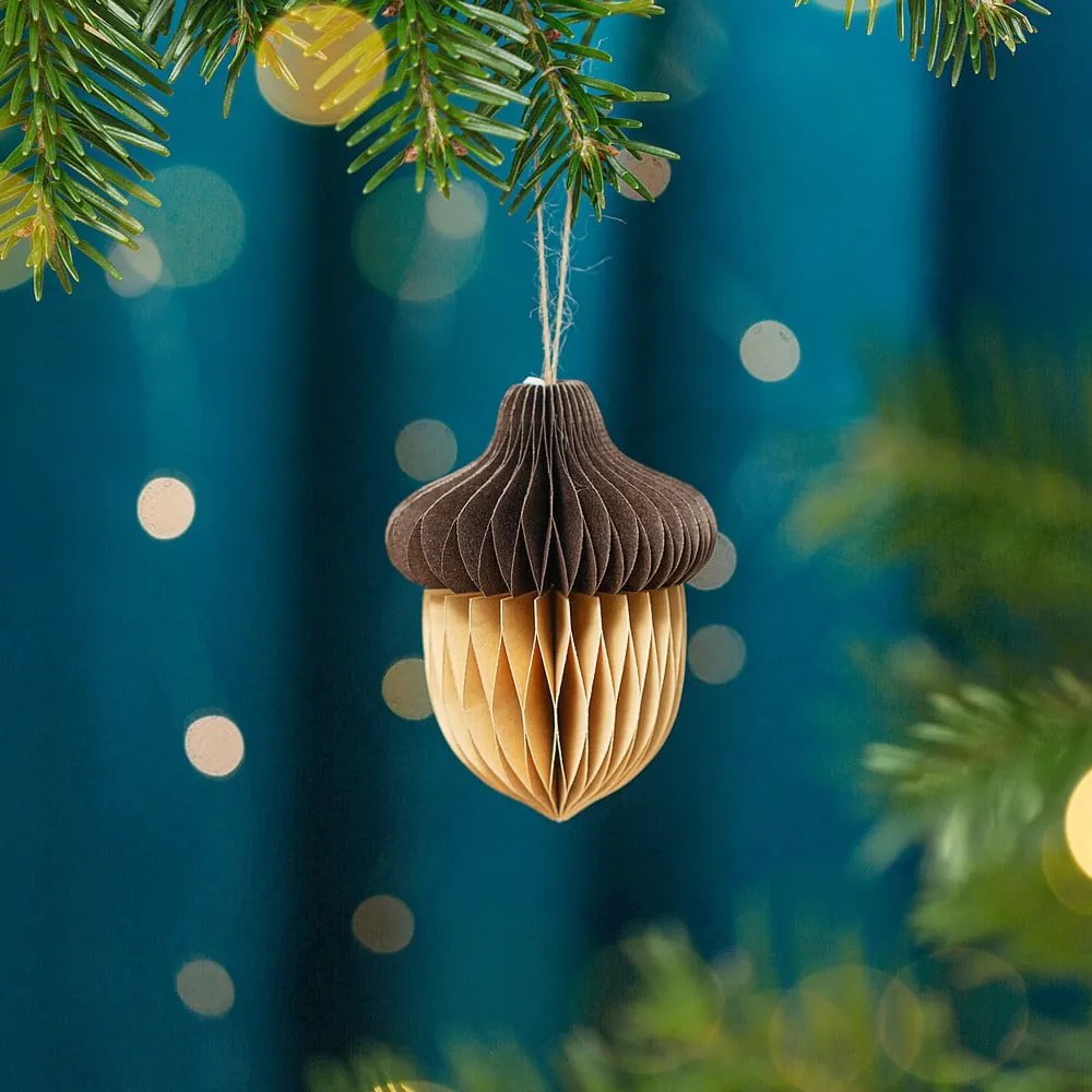 Papierowa ozdoba świąteczna wykonana ręcznie 10 cm Honeycomb Acorn – Sass &amp; Belle