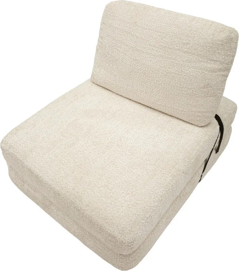 Biały rozkładany fotel z materiału bouclé Faster – Mauro Ferretti