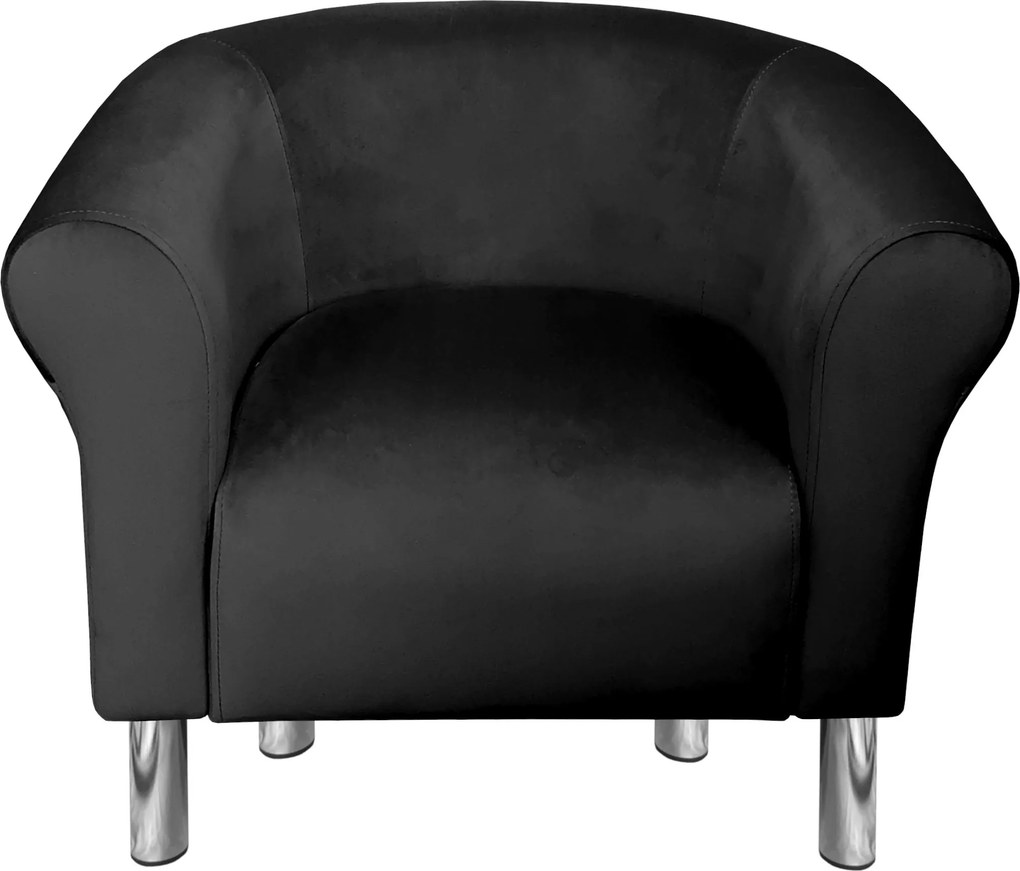 Fotel Milo tkanina Welur wygodny fotel tapicerowany do salonu i sypialni : Kolor nogi - Chrom, Kolor tkaniny - VELVET - MG19, Wysokość nogi - 15 cm
