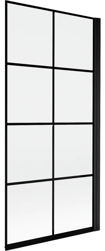 Mexen Mist parawan nawannowy 1-skrzydłowy prawy 90 x 150 cm, czarna kratka, czarny - 8A9-090-001-70-77-P