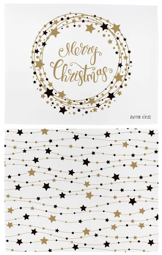 Zestaw 2 bawełnianych mat stołowych ze świątecznym motywem Butter Kings Stars Wreath, 45x35 cm