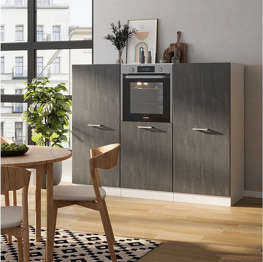 Blok kuchenny czarny beton/biały 180x46x81.6 r-line