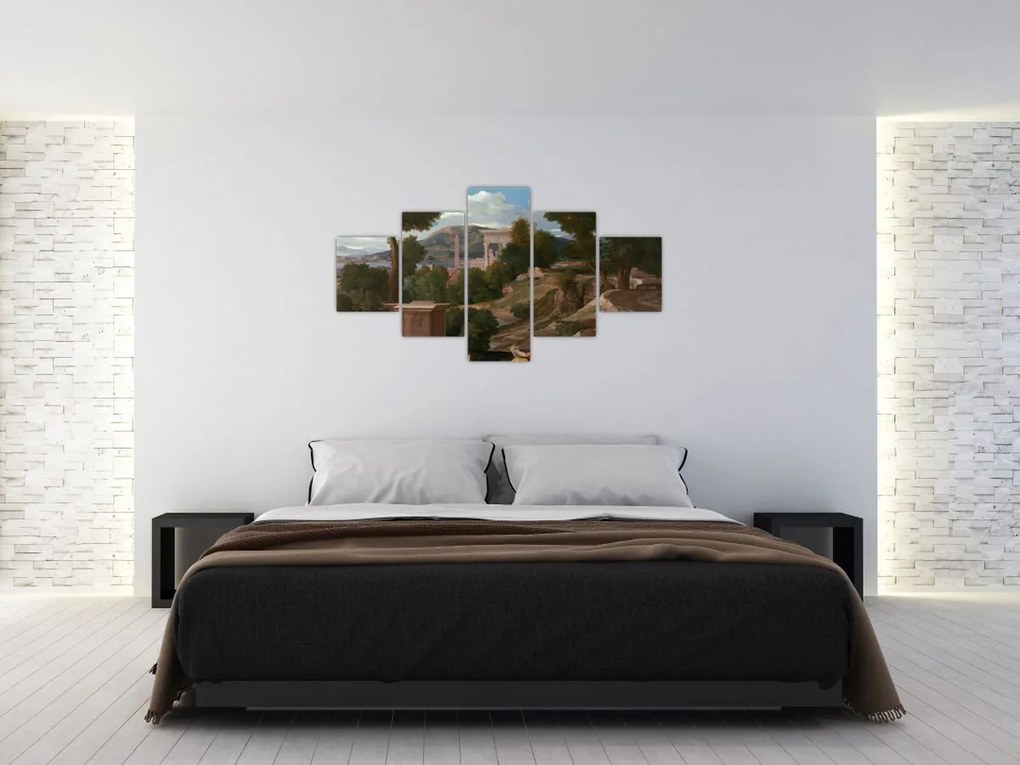 Obraz - Nicolas Poussin, Landscape with Saint John on Patmos, reprodukcje (125x70 cm)