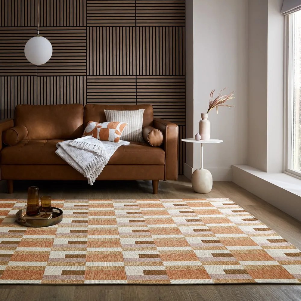 Pomarańczowo-naturalny dywan 155x230 cm Riley Block Geo – Flair Rugs