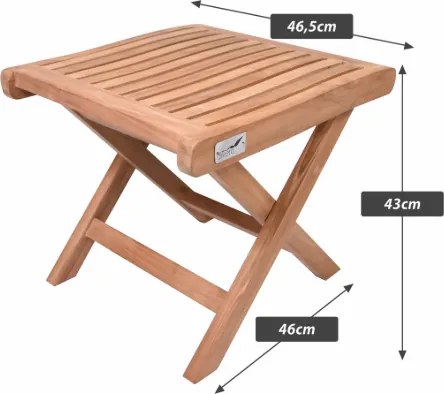 Tekowy stołek składany do łazienki i przedpokoju, 43 cm
