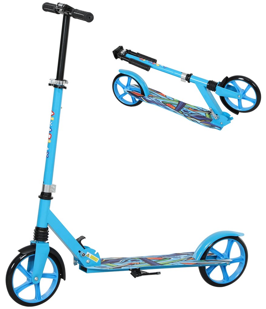 AIYAPLAY Hulajnoga Regulowana, z Hamulcem Tylnym, Składana, Udźwig 100 kg, Niebieska