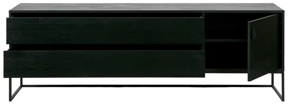 Czarna szafka pod TV z litego drewna jesionowego 180x61x44 cm Silas – WOOOD