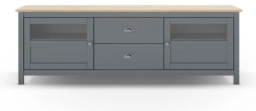 Szarozielona szafka pod TV z litego drewna sosnowego 180x59x40 cm Misti – Marckeric