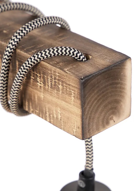 Industrialna lampa ścienna czarna z drewnem - Gallow