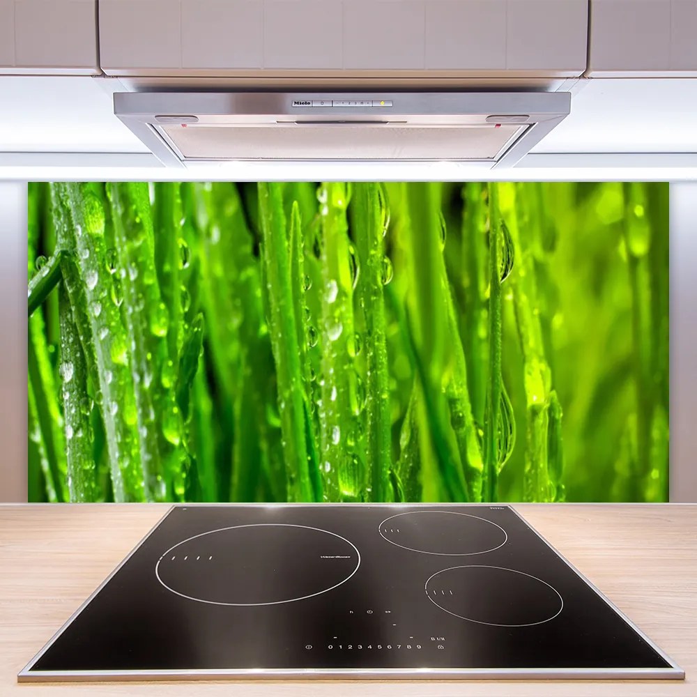 Szkło do Kuchni na Ścianę Naturalna Tekstura Zielonej Trawy