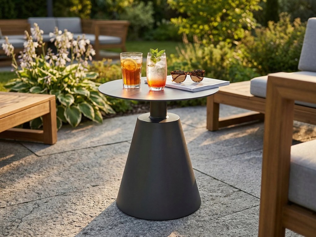 Stolik ogrodowy aluminiowy antracyt okrągły 40x40x50 cm lekki odporny taras