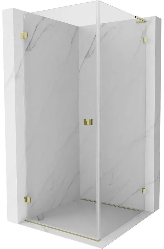 Mexen Lunar-B L kabina prysznicowa uchylna lewa 80 x 80 cm, transparent, złota - 832L-080-080-50-00-L