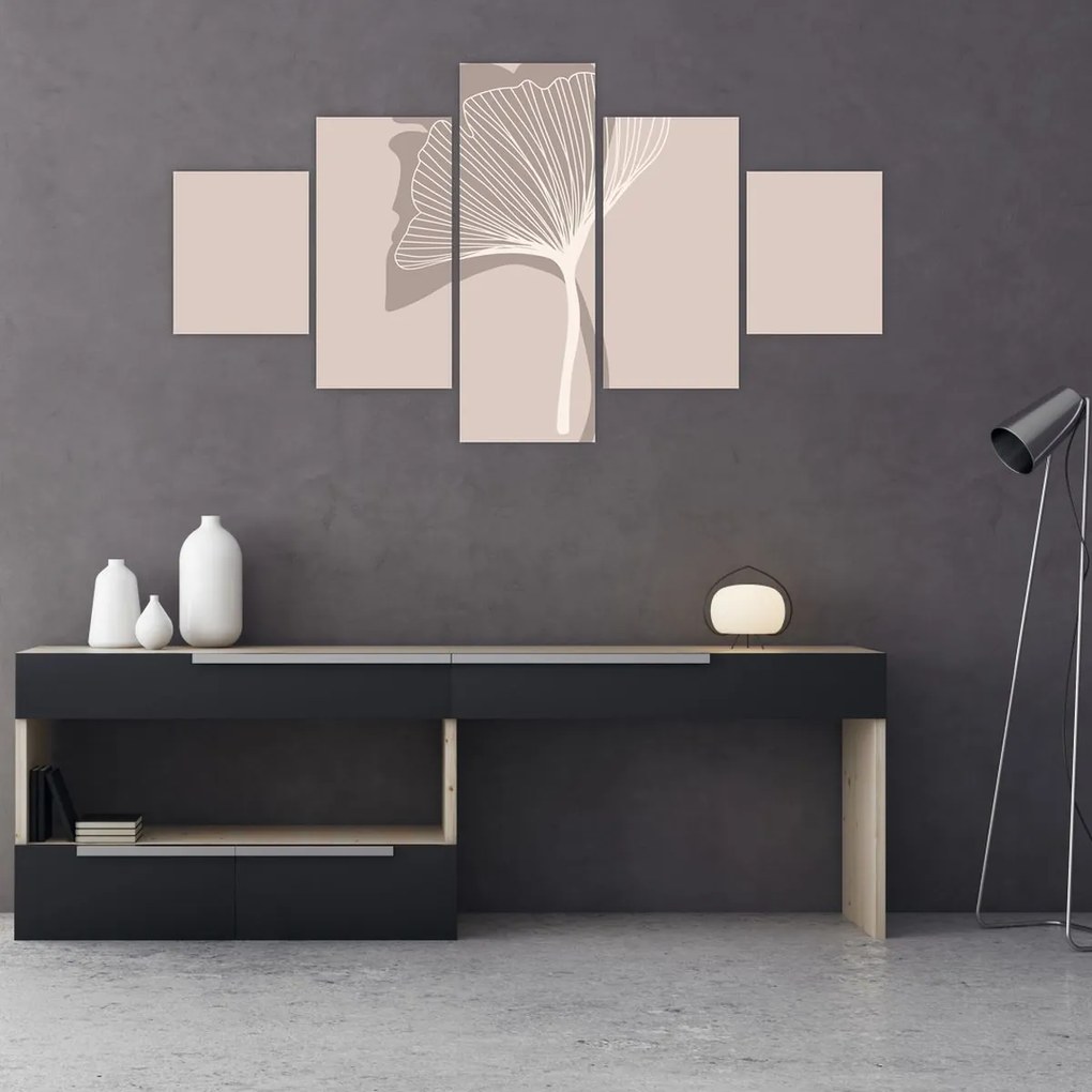 Obraz - Beżowe liście N⁰4 (125x70 cm)