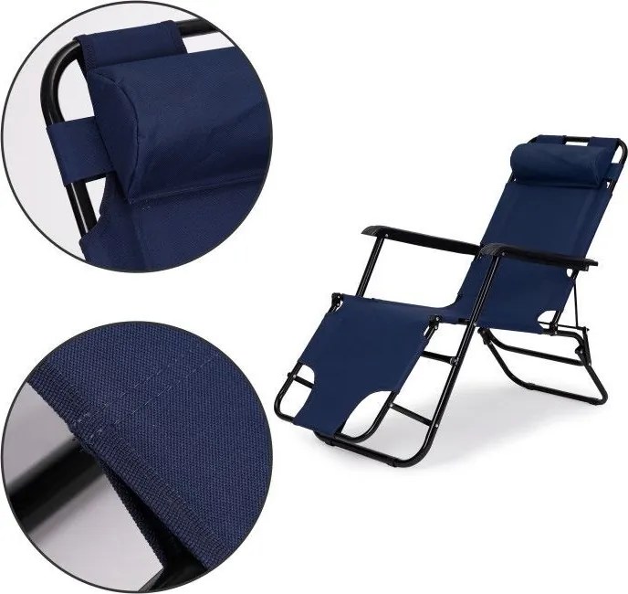 Regulowany leżak ogrodowy składany Tenero 010, niebieski