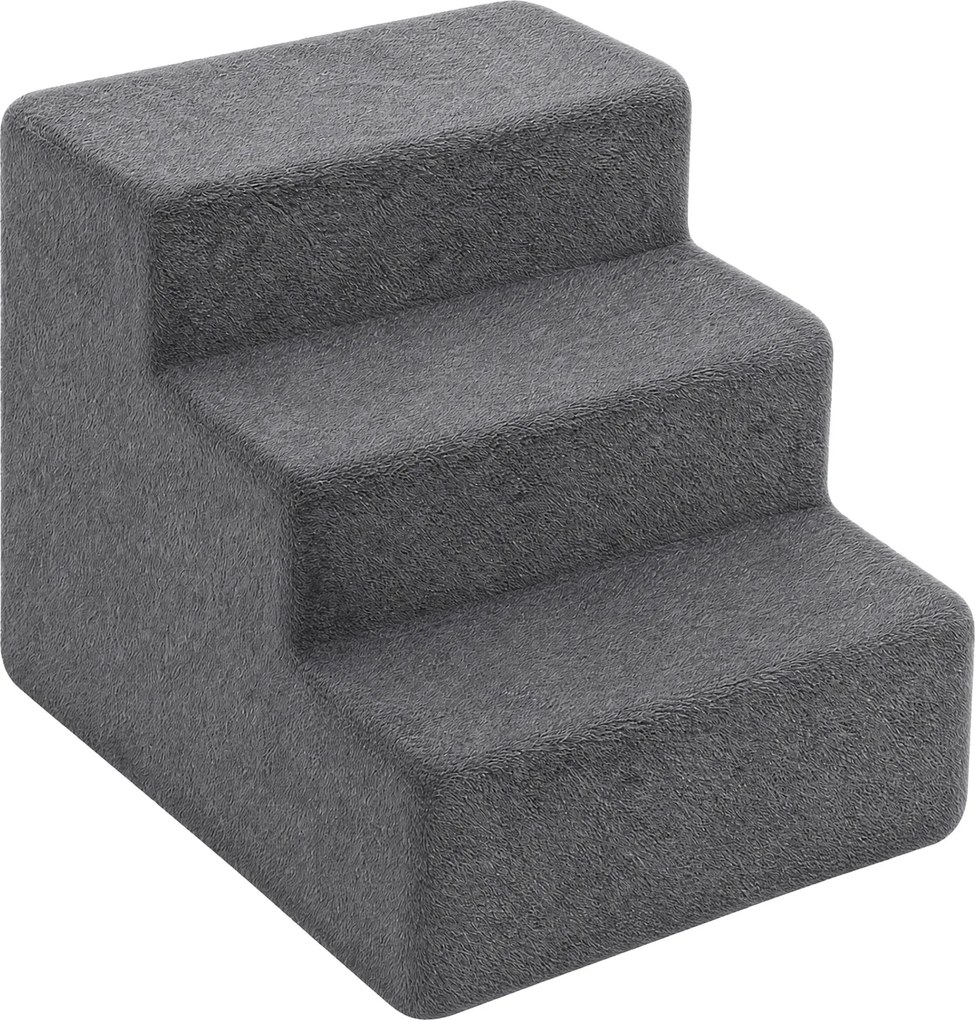 PawHut Schodki dla psa 3-stopniowe ze zdejmowanym pokrowcem dla małych psów 35 cm Ciemnoszary | Aosom PL