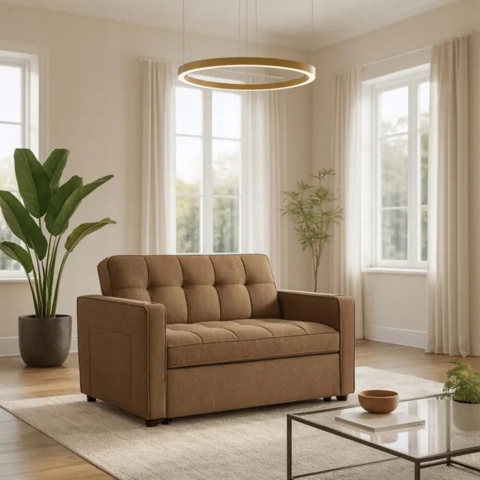 Fotel do Spania ASTER Rozkładany Amerykanka Brązowy Nowoczesny