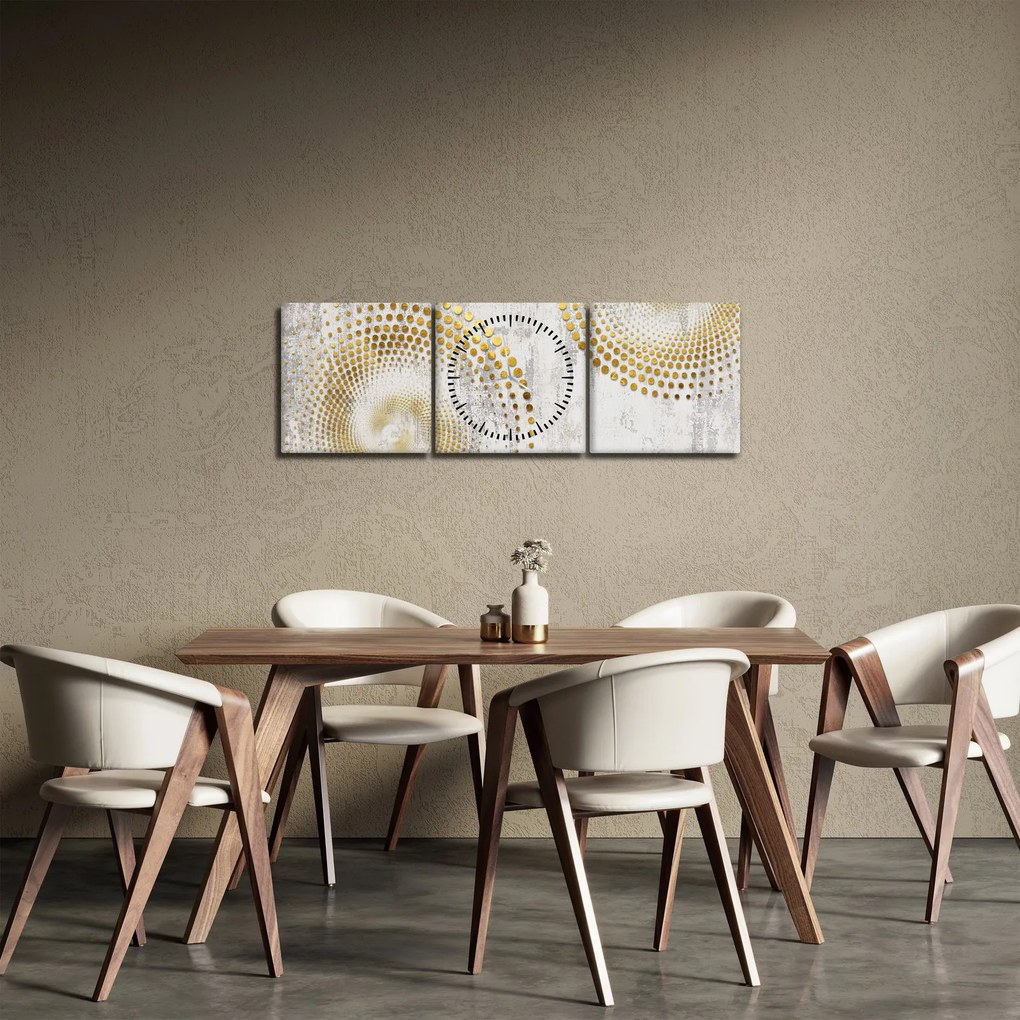 Obraz - Betonowy wzór (z zegarem) (90x30 cm)
