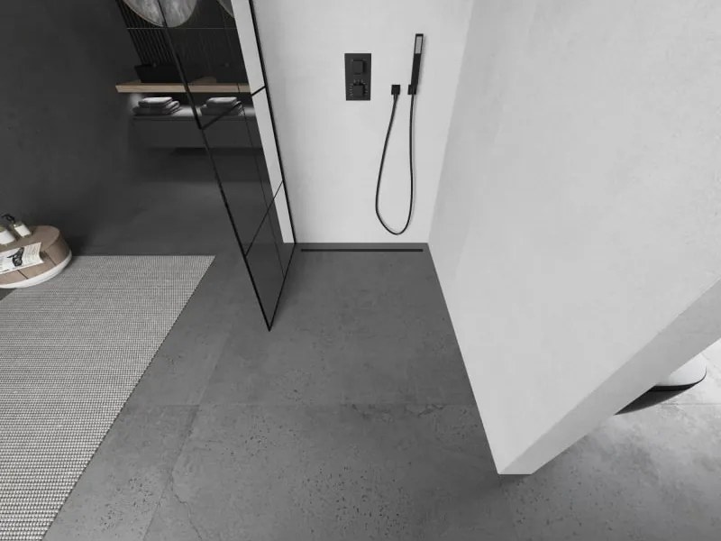 Mexen Kioto ścianka prysznicowa Walk-in 80 x 200 cm, czarna kratka 8 mm, czarna - 800-080-101-70-77