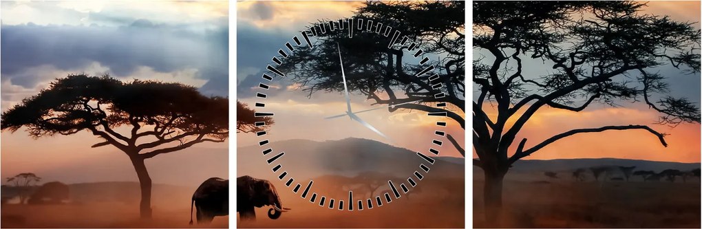 Obraz - Park Narodowy Serengeti, Tanzania, Afryka (z zegarem) (90x30 cm)