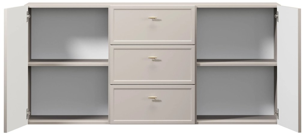 Komoda wisząca Lorini 150 cm z szufladami - kaszmir / złote uchwyty T-bar