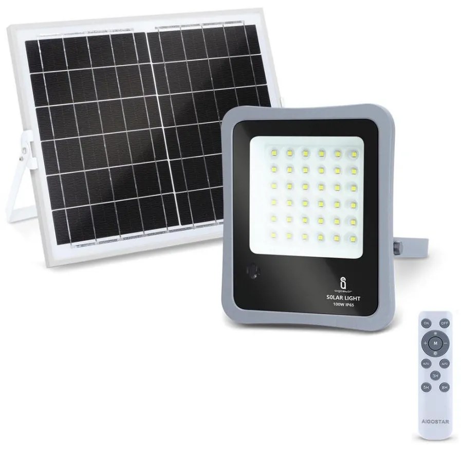 Aigostar - LED Ściemnialny naświetlacz solarny LED/100W/3,2V IP65 + pilot