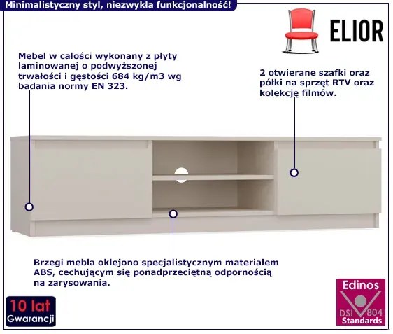 Niska szafka RTV kaszmir Verta 3X 140 cm