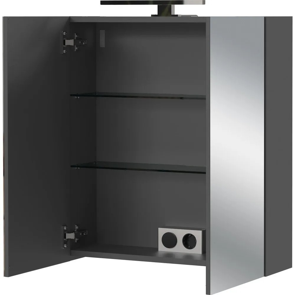 Antracytowa wisząca/z lustrem szafka łazienkowa 60x71 cm Arcena – Germania