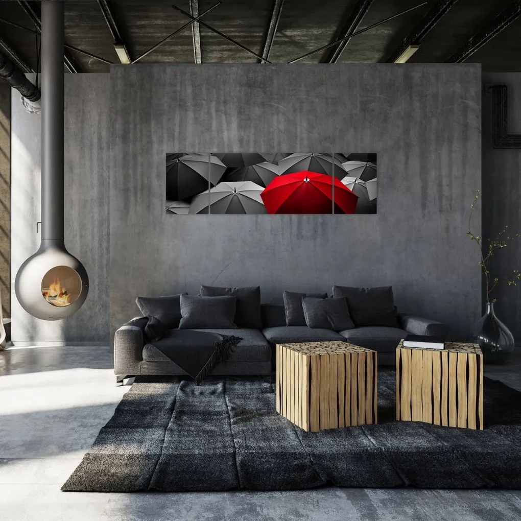 Obraz otwartych parasoli (170x50 cm)
