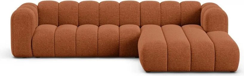 Ceglasty narożnik z tkaniny szenilowej (prawostronny/z szezlongiem) Lupine – Micadoni