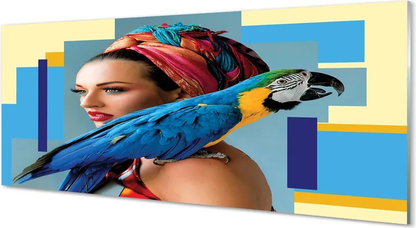 Panel szklany do Kuchni Papuga Ara na Ramieniu