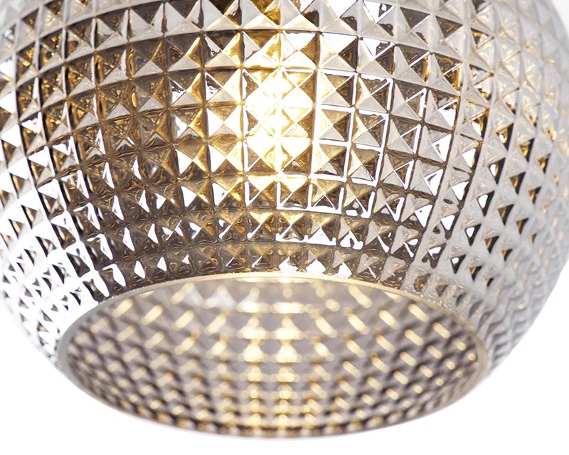 Plafon / Lampy sufitowe art deco czarny z przydymionym szkłem - Sphere ArtDeco Oswietlenie wewnetrzne