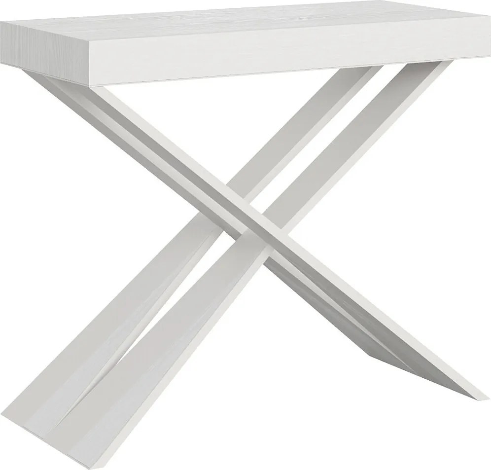 Konsola rozkładana 90x40/196 cm Diago Small Frassino biała rama w kolorze Białym