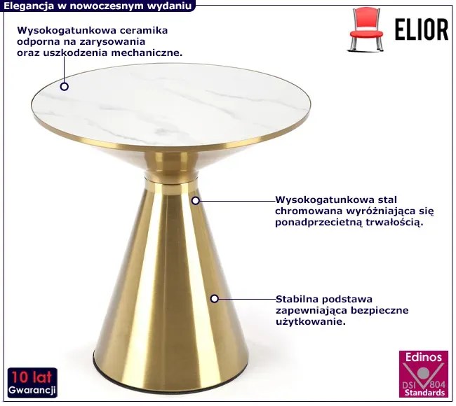 Złoto-biały stolik kawowy w stylu glamour - Cetris