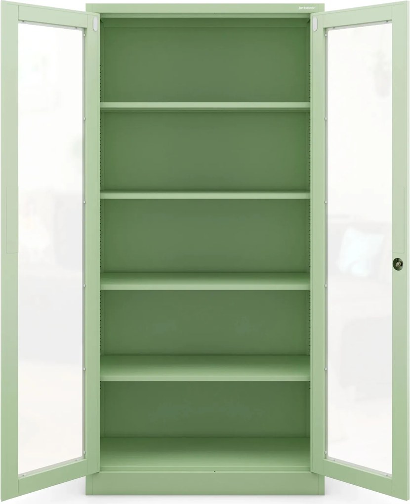 Przeszklona szafa medyczna Amelia Fresh Style 90x40x185 cm pastelowy zielony