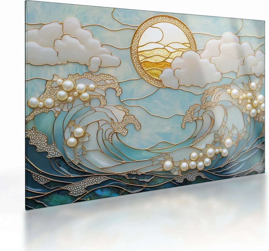 Obraz na szkle - 3D perły w oceanie (70x50 cm)