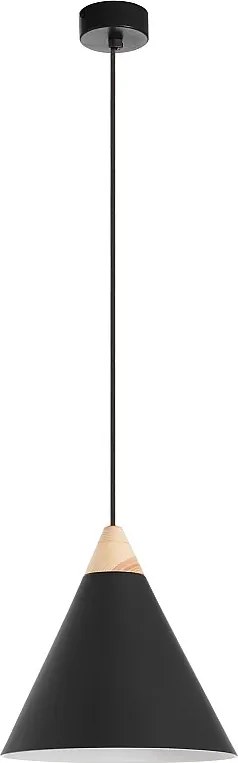 Lampa sufitowa ODA w stylu nowoczesnym - wys. 150 cm x g?. 25,5 cm - E27 60W - stal i drewno jesionowe - czarny - IP 20