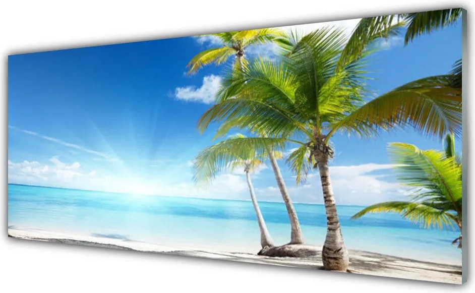 Szkło do Kuchni na Ścianę Egzotyczna Plaża Pod Palmą