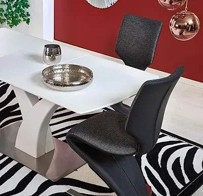 Biały rozkładany stół ze szklanym blatem P4-L14