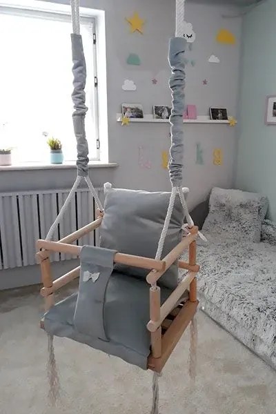 Szara huśtawka dla dziecka - Indara 3w1