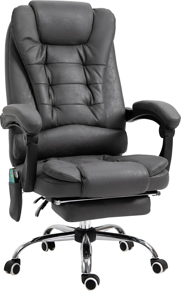 Vinsetto Fotel biurowy ergonomiczny z funkcją masażu masażer szary 65x160x104 cm | Aosom PL