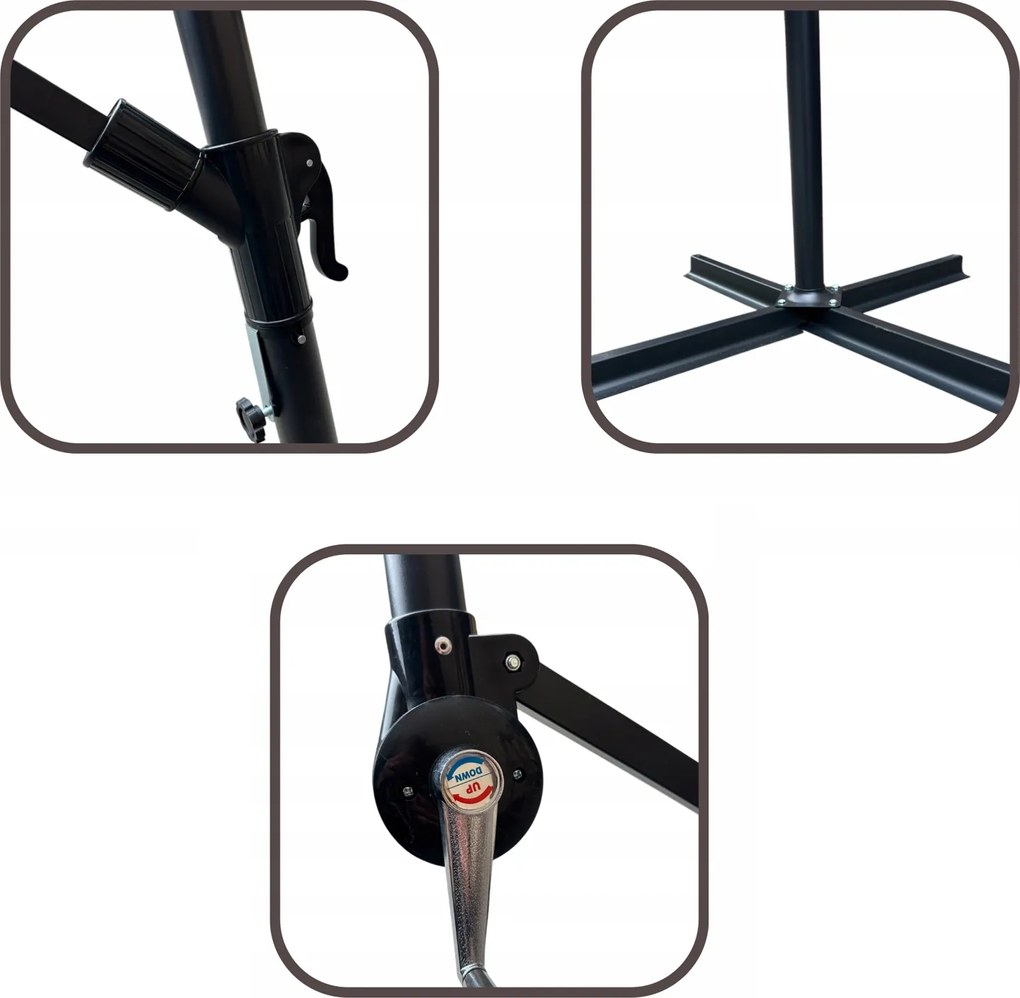 Składany parasol ogrodowy Floriva, brązowy