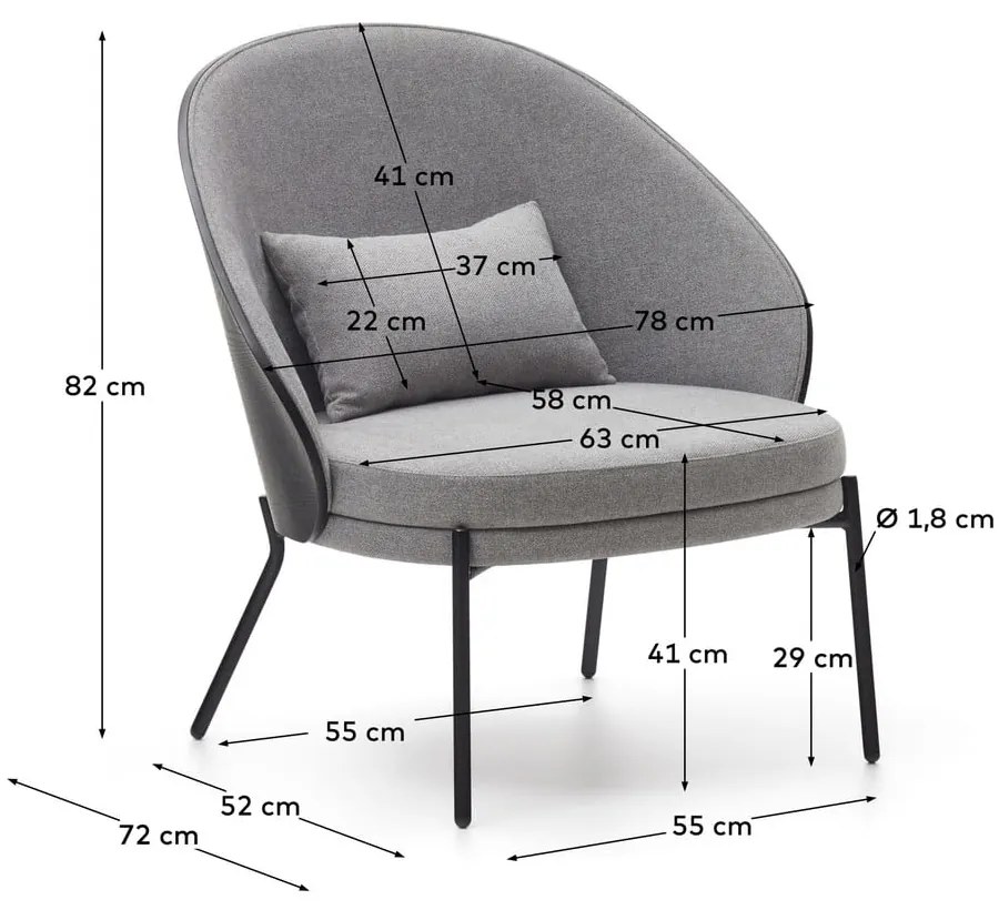 Szary fotel Eamy – Kave Home