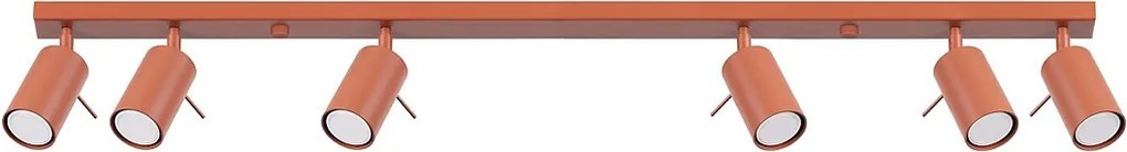 Lampa Sufitowa Nowoczesny Ring, Stal - 6 Źródło - L.117 X H.17 Cm - Ochra Czerwona